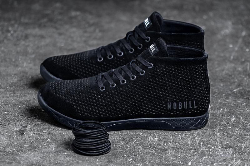 Men's Nobull Suede Mid Trainers Black | SG K2190O